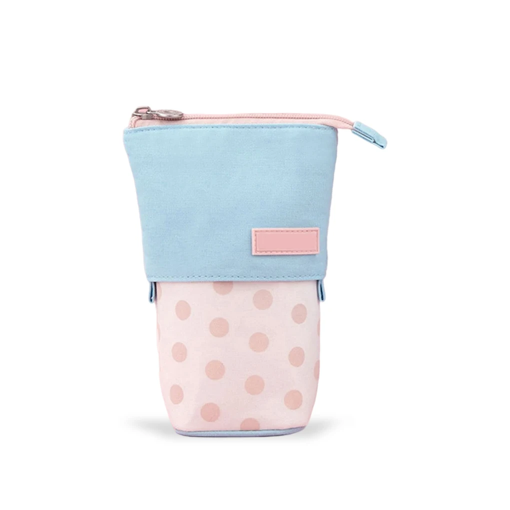 

1/2/3/5 выдвижной холщовый карандаш, Женский чехол на молнии, офисный держатель, сумка, органайзер для инструментов для макияжа, подарки, розовая точка