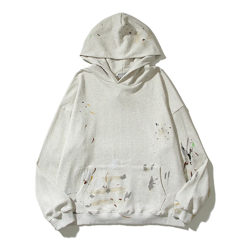 

Hand-painted Splashing Ink Retro Terry Men's and Women's Hooded Sweatshirts High Street Oversized Casual Pullover Hoodie