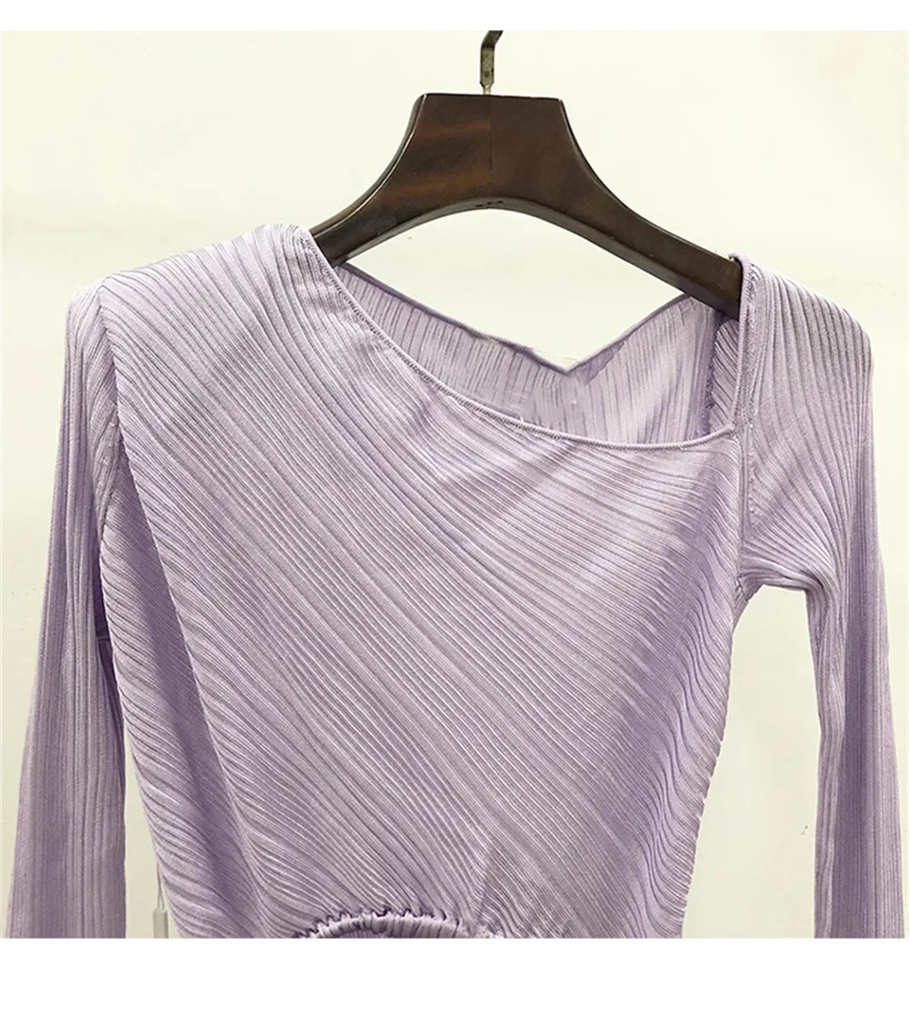 

New 2023 Sexy Knit Dress Summer Waistless Slim Design Knit Dress Long Sleeve Open Long Skirt