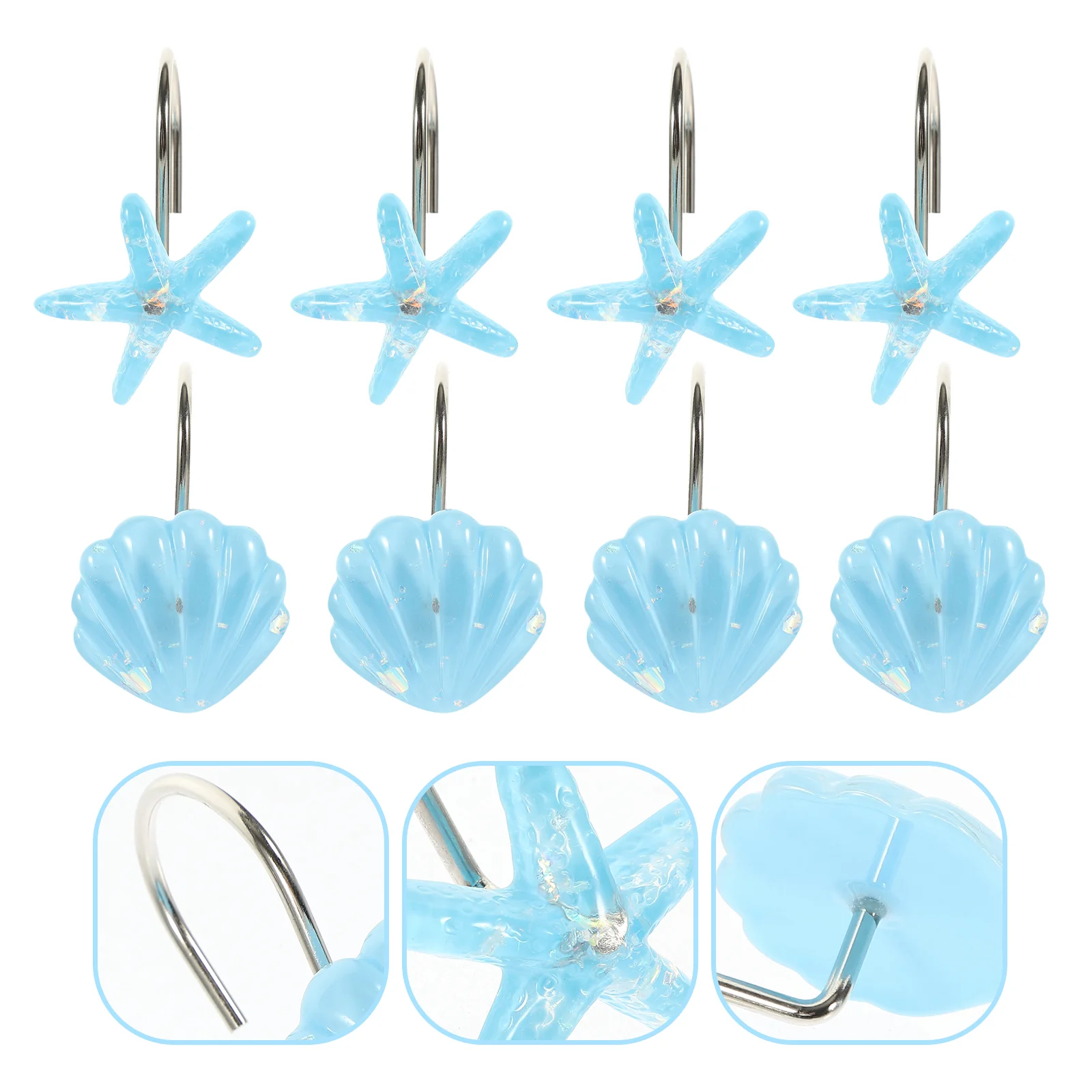 

1 коробка занавесок для ванной комнаты, крючки в форме ракушки, звезды, занавески для душа, кольца, крючки