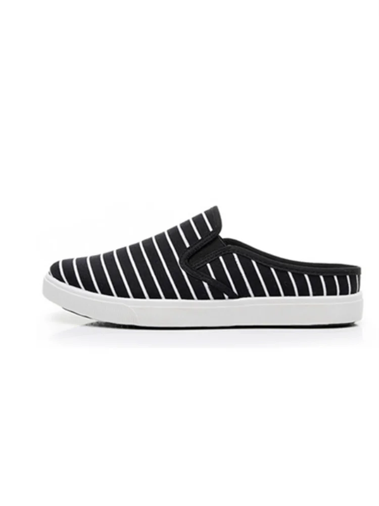 Женские классические парусиновые туфли без шнуровки с круглым носком в