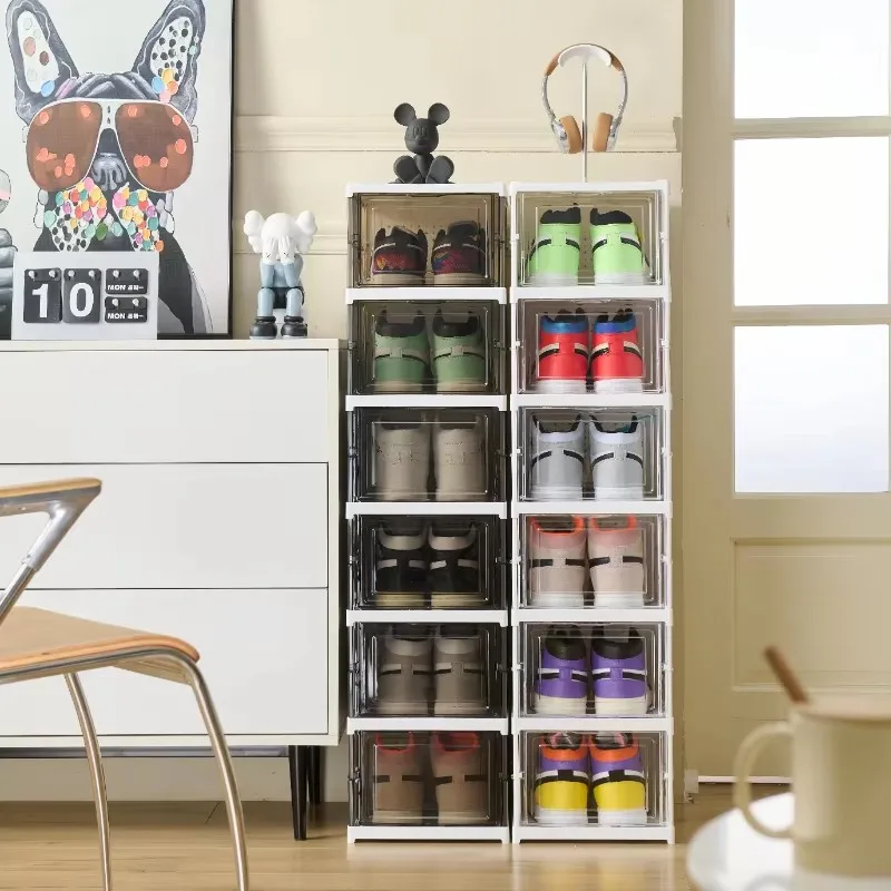 1/3 слоя складная коробка для обуви штабелируемая прозрачная утолщенная обувь