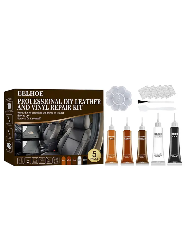 

Leather Repair Kit 5 Colours Set Car Leather Crack Repair For Car Seats Furniture Sofa Coats Leather Jackets