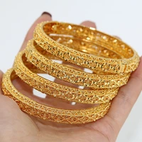 4pcsset 24k dubai gold plated bracelet womens ethiopian arab dubai african indian bride wedding gift jewelry