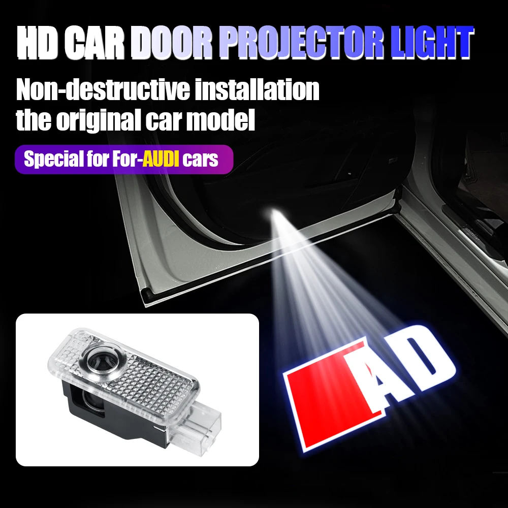 

2PCS Car Door Projector Decor Lamp LED Welcome Lights for Audi TT SLINE RS A1 A3 A4 A4L A5 A6 A8 R8 Q5 Q7 A6L 2.0 QUATTRO Badge