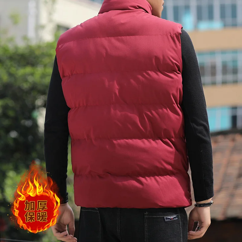 2021 New Cotton Clothes Men's Vest Thickened Fashion Business Leisure Middle Aged Simple Korean Cotton Clothes Men's Vest