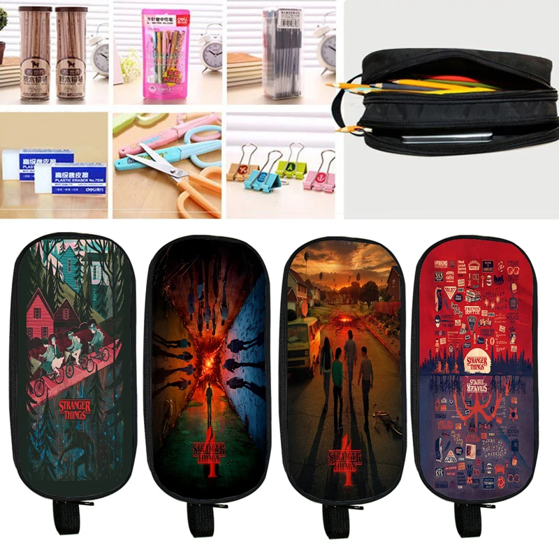 

Stranger Things 4 Pencil Case Double Zipper Pencil Bag School Supplies Storage Bag Large Capacity Student Pen Case Stationery