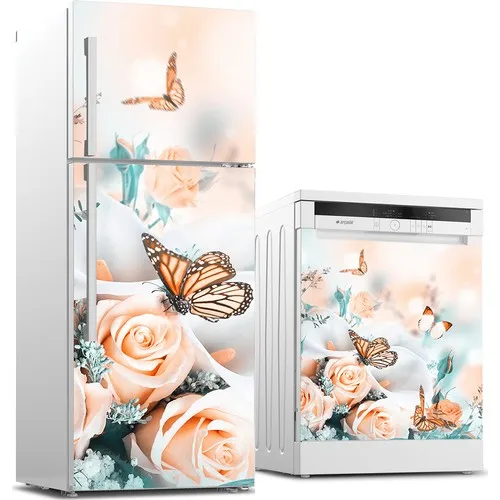 

3D Custom Dishwasher Refrigerator Contact Paper Peel and Stick Butterfly Freezer Decal Film Panel Cover Wall Sticker Home Decor