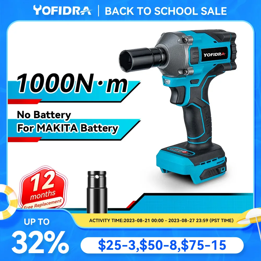 Brushless Electric Impact Wrench Cordless Wrench 20V 1000N.m
