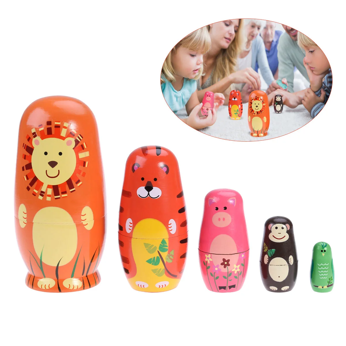 

Russian Nesting Dolls for Kids Dolls Adornment Wood Stacking Nested Set Wooden Animals Toys Russian Dolls Toys Russian Dolls