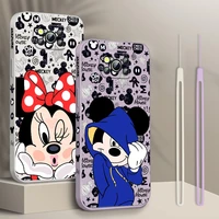 cute mickey mouse anime phone case for xiaomi poco f3 x4 x3 nfc gt x2 c31 c3 m2 m3 m4 pro liquid left rope funda cover
