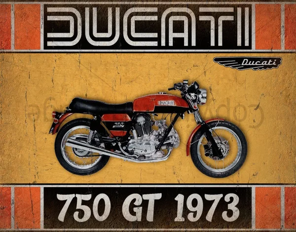 

DUCATI 750 GT 1973 рекламный металлический жестяной знак плакат настенный налет