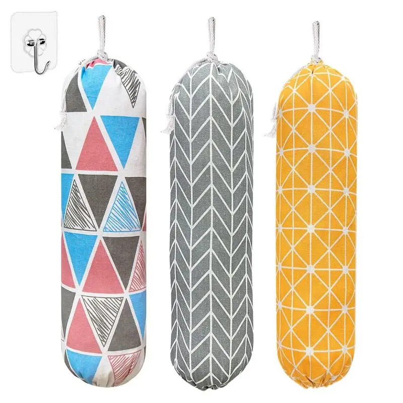 

Kitchen Grocery Bag Holder Washable Wall-mounted Garbage Bag Reusable Hanging Storage Trash Garbage Bag For Kitchen Bathroom