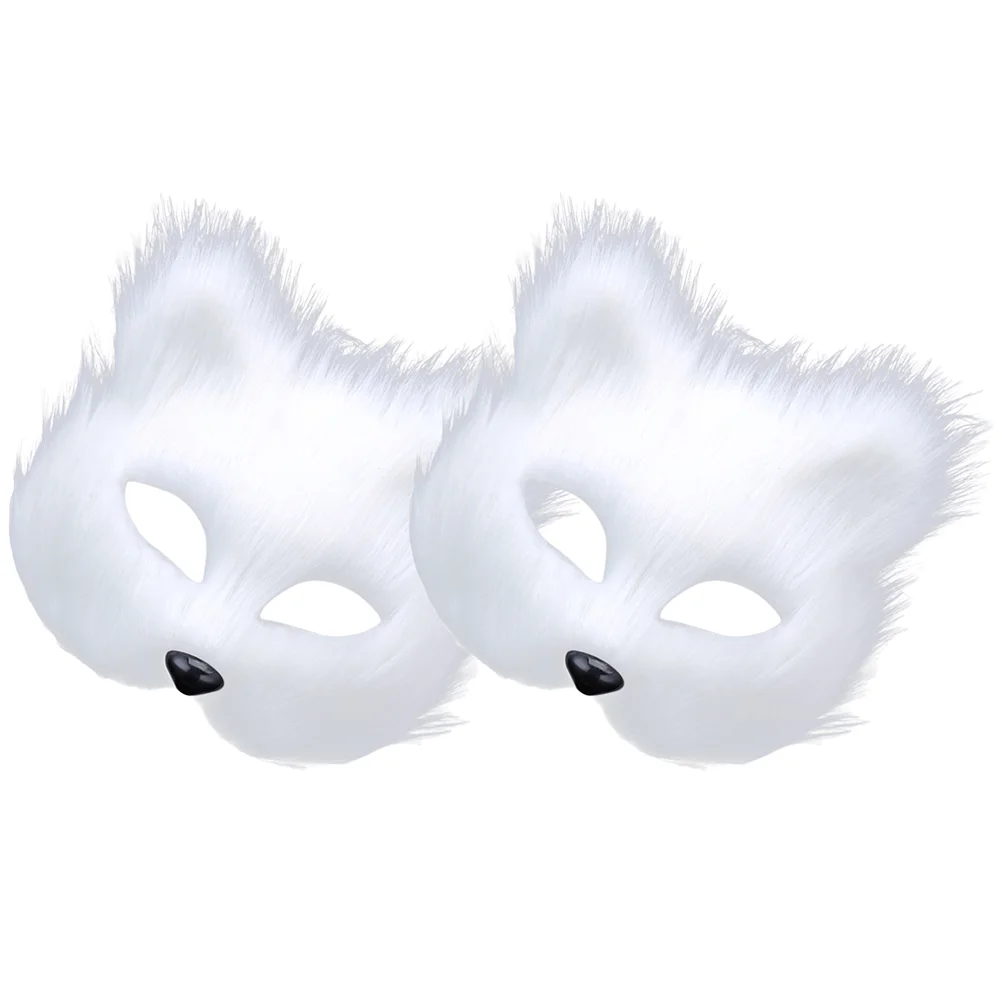 

2 Pcs Fancy Dress Mask Fox Costume Make Halloween Plastic Party Decorative Masks Face Horror Men Women Roleplay