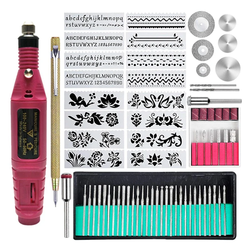 

US Plug Engraving Tool Kit, 71 Pcs Electric Corded Pen With Engraving Engraver, Mini Nail Grinder DIY Rotary Tool