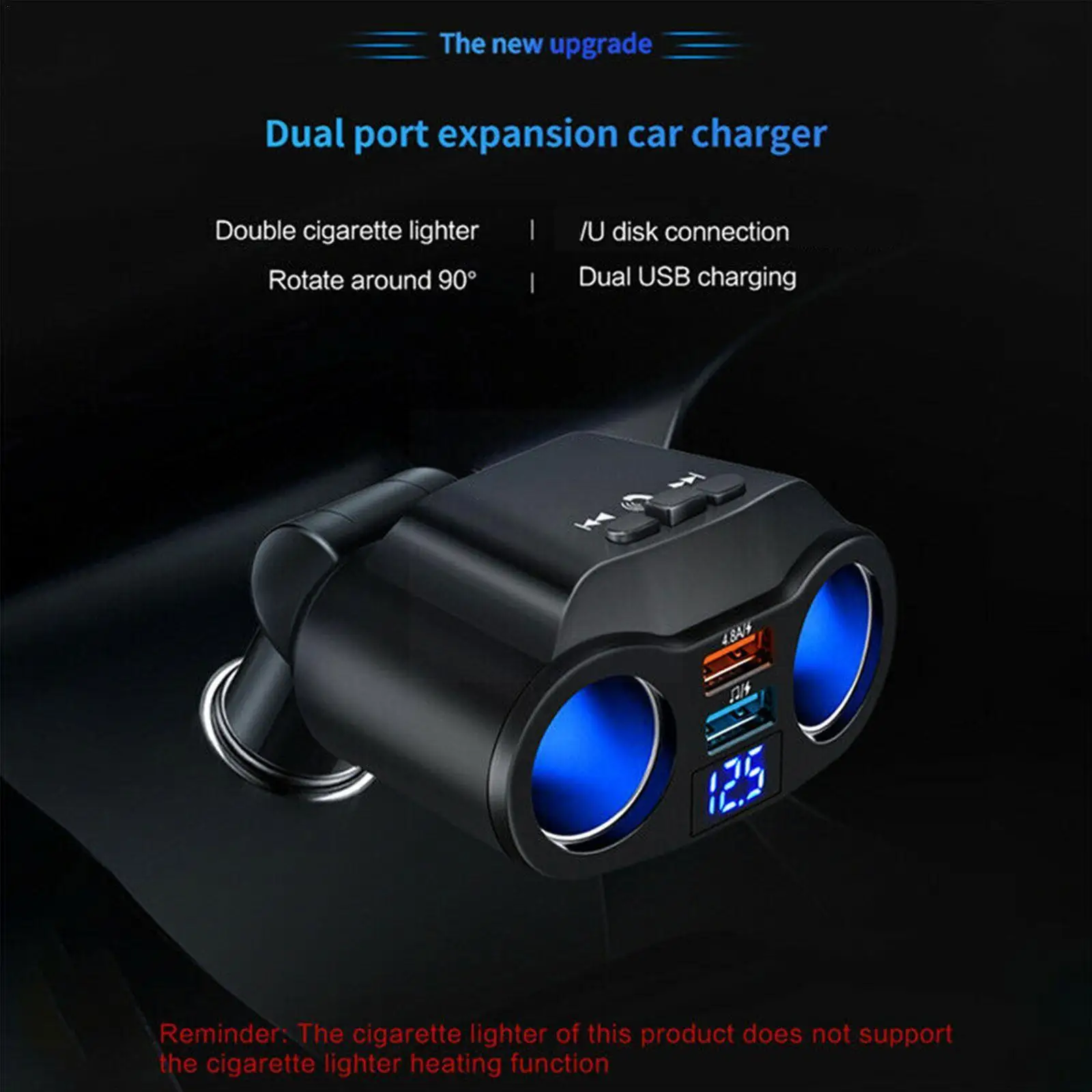 

12-24v 4.8a Dual Usb Car Charger 2 Ports Lcd Display Fast Lighter Power Charger Car Styling Socket Cigarette Car Adapter U8g2