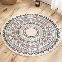 nordic round carpet bohemia ethnic tassel rugs black mandala carpet for living room modern classic cotton linen morocco carpets