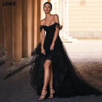 lorie sexy black glitter off shoulder wedding dresses sweetheart a line boho bridal gowns with shiny lining skirt bride dress