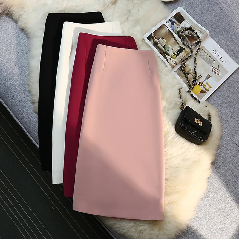 Женская прямая офисная юбка с высокой талией