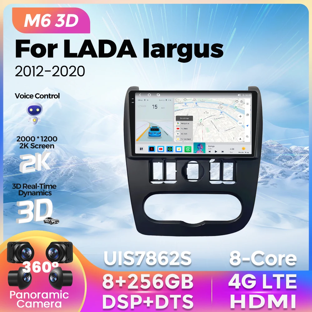 

M6 Pro 3D Беспроводной Carplay Android AUTO Автомагнитола 2Din 8G+256G для Лада Ларгус / Рено Логан Сандеро / Дачия Дастер Мультимедийный видеоплеер 2000*1200 2K Экран