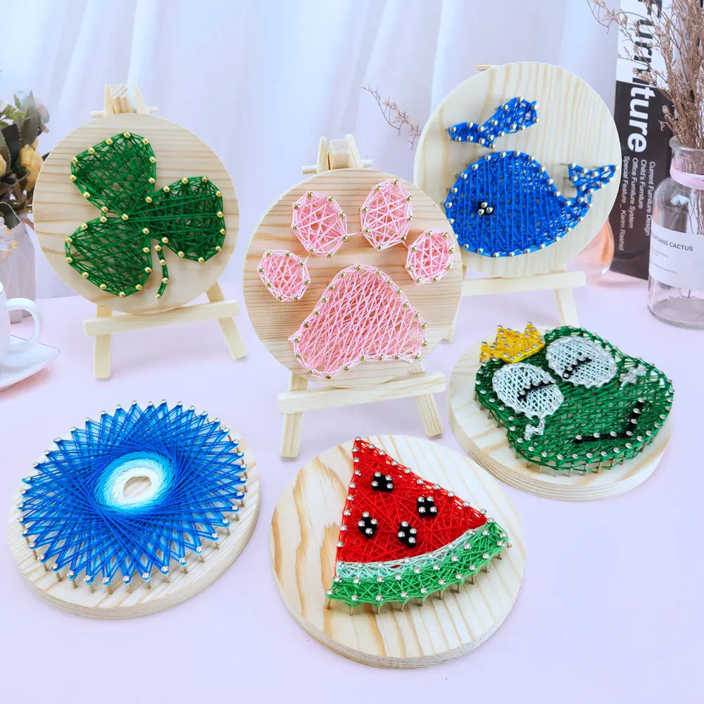 

Набор для рисования на леске, милый набор объемных ниток 11 х11 см, материал «сделай сам», деревянная доска, украшение для дома, подарок ручной ...