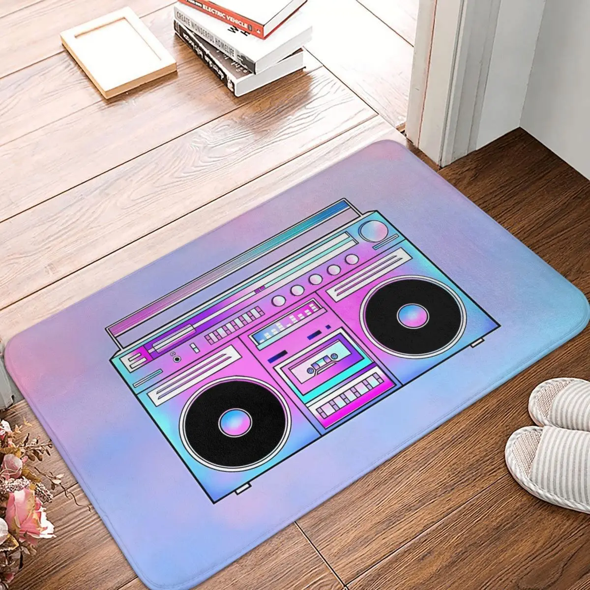 Totally Sweet Retro Cotton Candy Boombox Boombox Boom Box Music Non-slip Doormat Carpet Living Room Bedroom Mat Outdoor Home