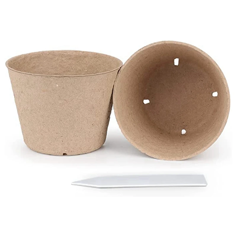 

Торфяные горшки, 140 шт., 4-дюймовые горшки для растений с дренажными отверстиями, биоразлагаемые горшки для растений с 40 этикетками для растений