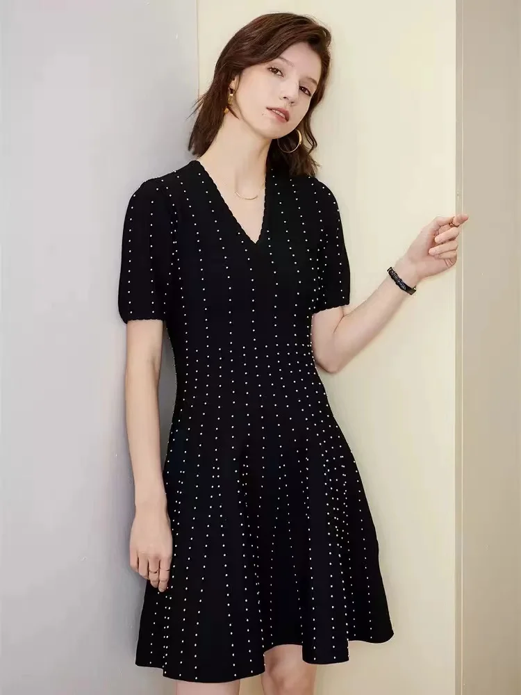 Женское трикотажное платье-трапеция приталенное платье в Вертикальную Полоску с