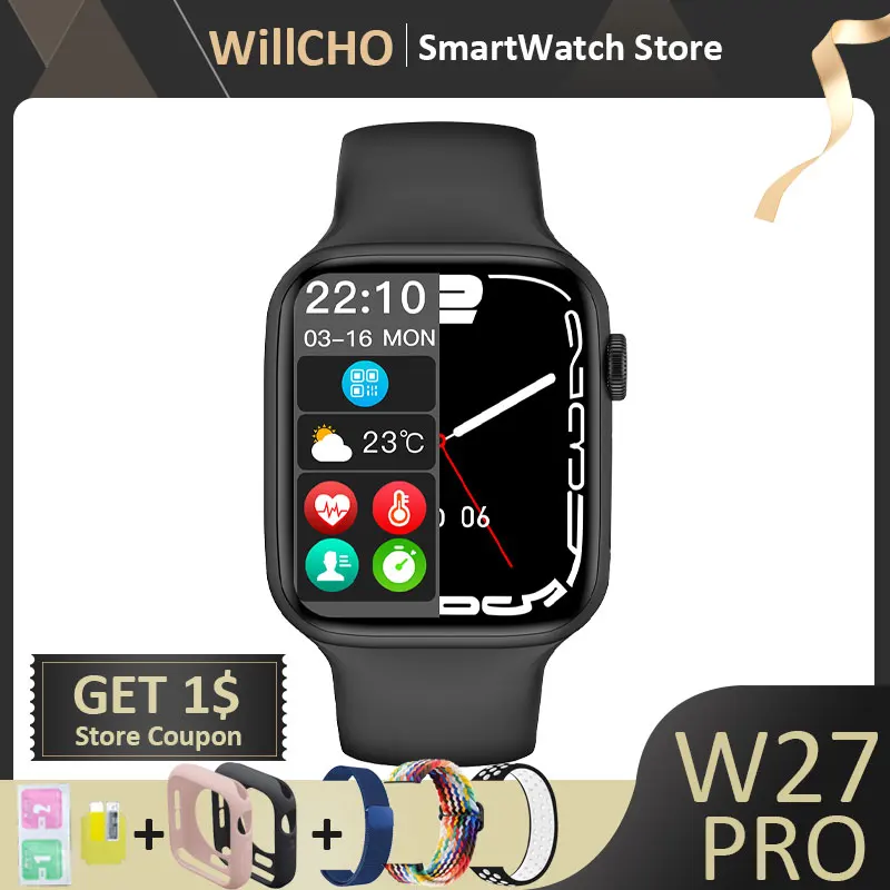 

Original W27 Pro Series 7 Smart Watch 2022 for Men Wireless Charge Fitness Sports Watches for Women Ladies Watch Smartwatch nfc