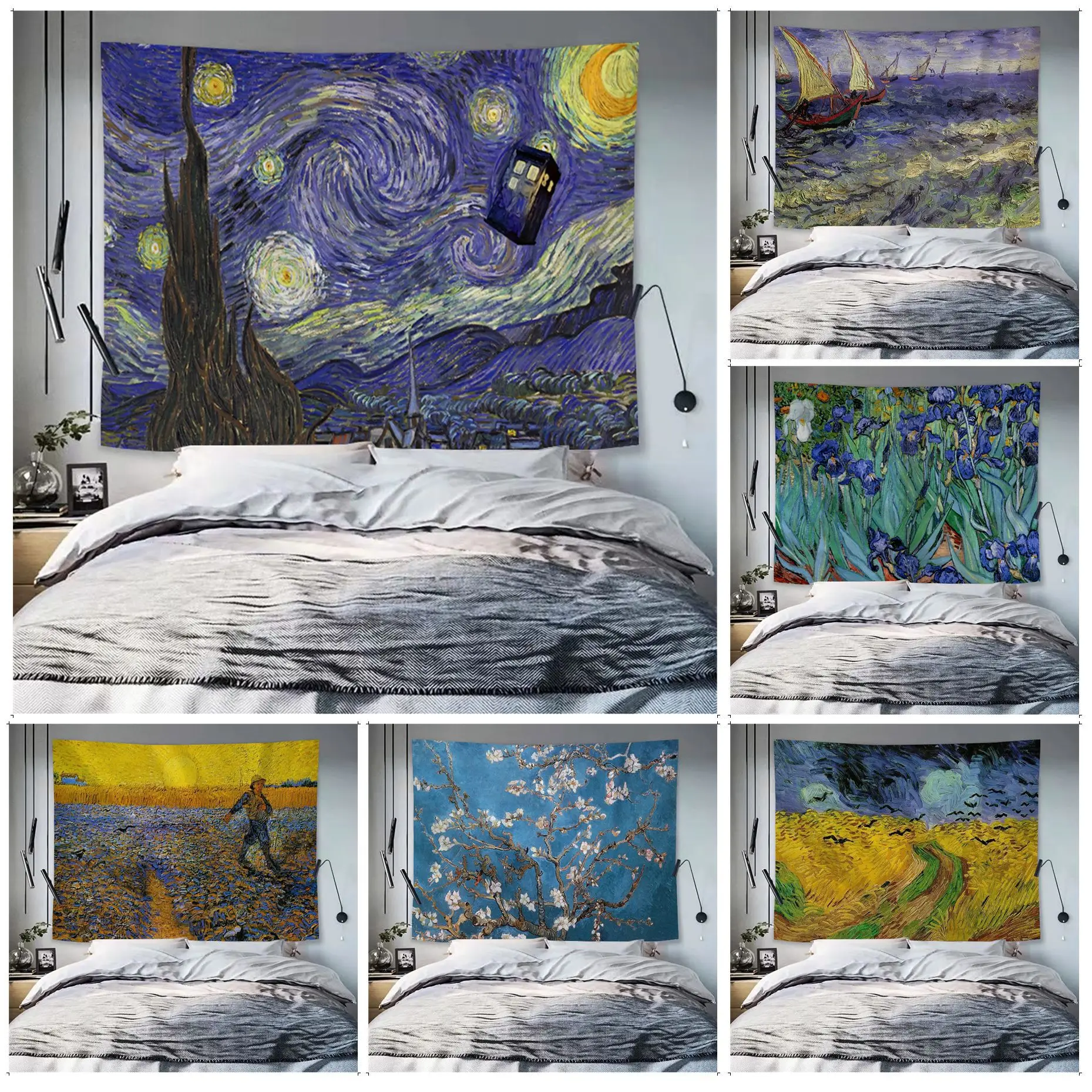 

Van Gogh Art Paintings Tapestry Tapestry Art Printing Indian Buddha Wall Decoration Witchcraft Bohemian Hippie INS Home Decor