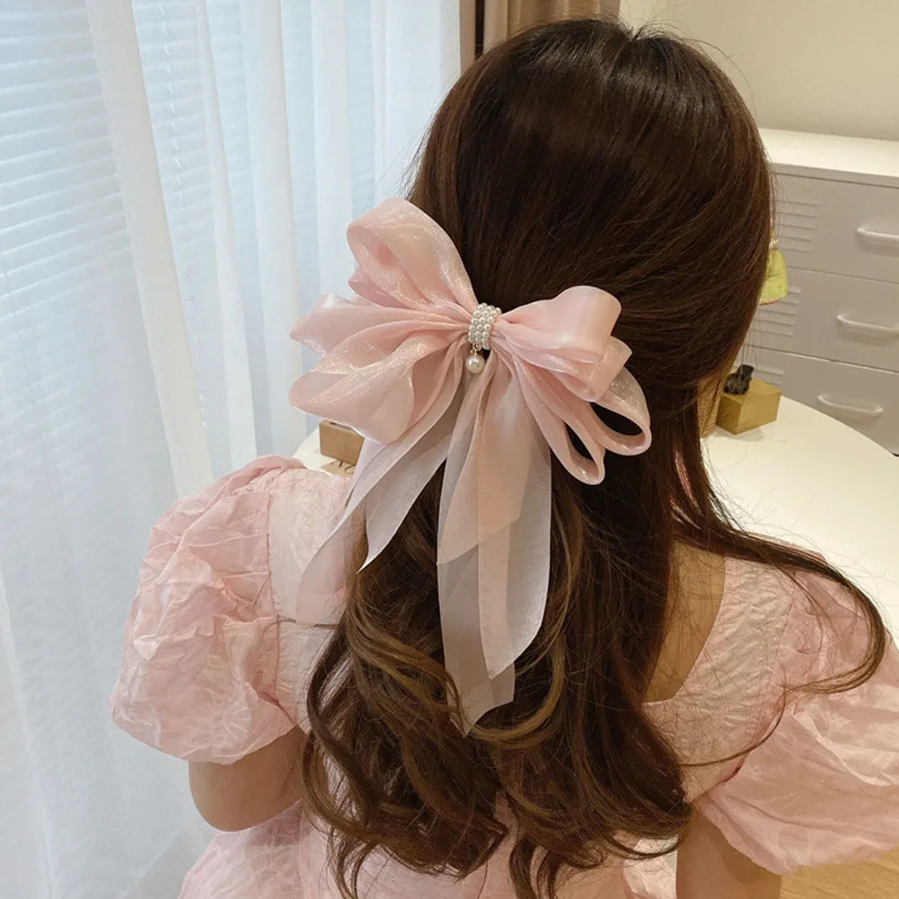 

New Women Elegant Chiffon Bow Pendant Metal Hair Claws Sweet Hair Decorate Back Head Hair Clips Fashion Hair Accessories