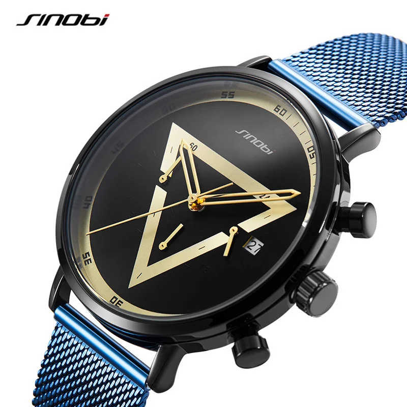 

Часы SINOBI Мужские с треугольным хронографом, креативный дизайн, модные спортивные многофункциональные кварцевые наручные часы