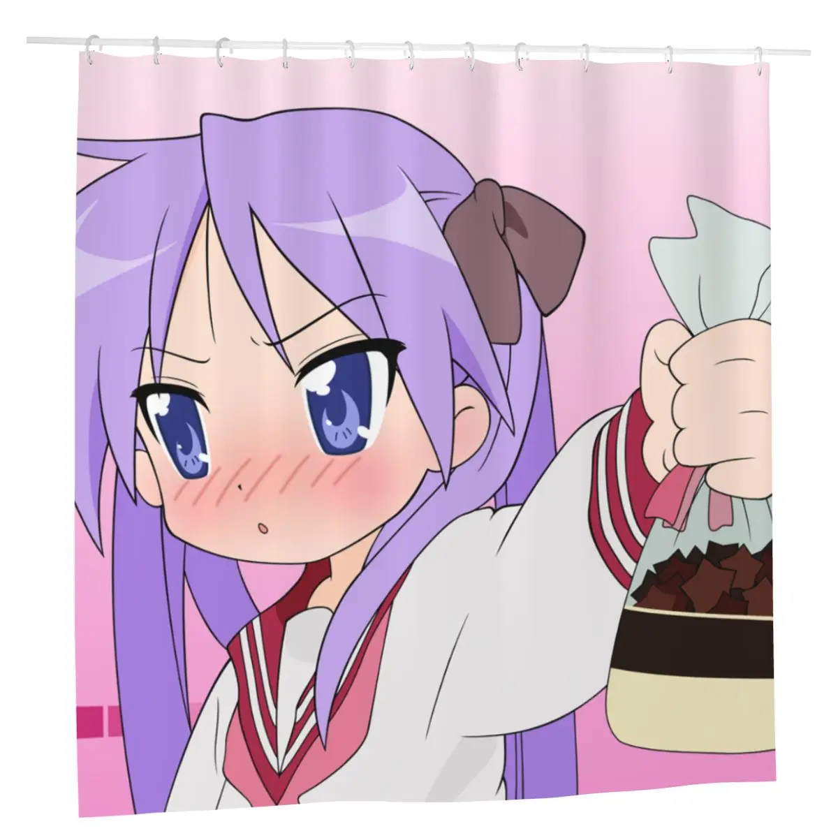 

Kawaii Kagami Hiiragi Shower Curtains Home Bath Curtain Lucky Star Anime Printing Polyester Waterproof Curtain