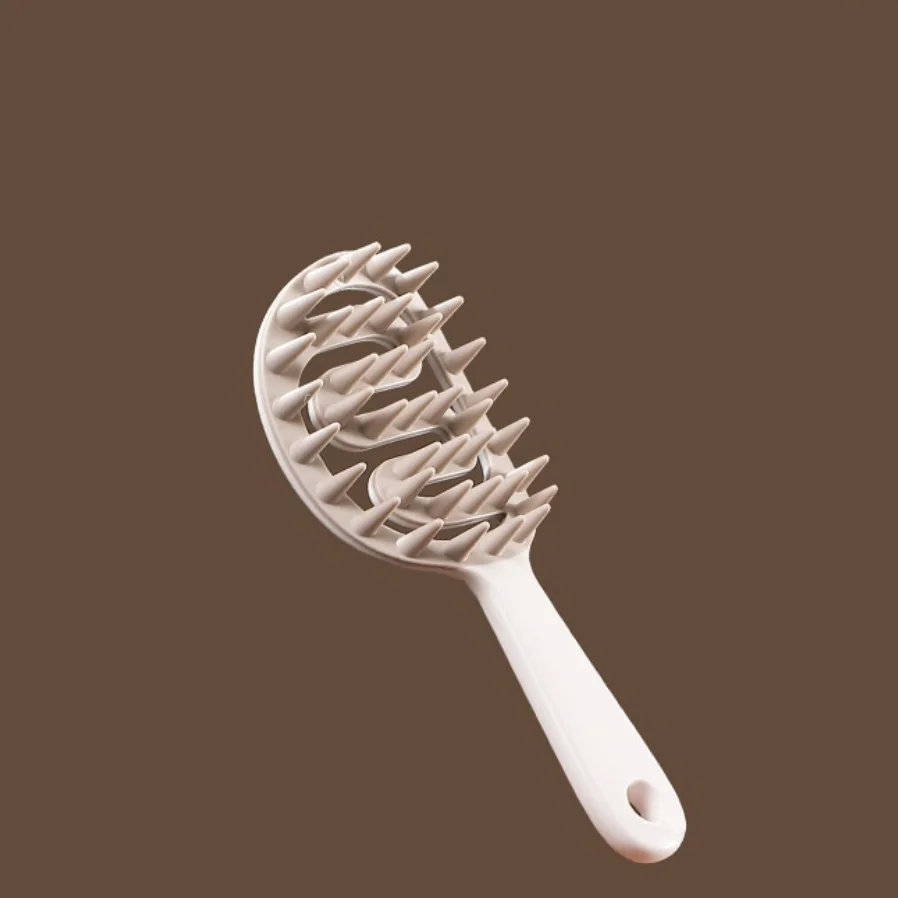 Белая расческа для шампуня с длинной ручкой влажного и сухого использования