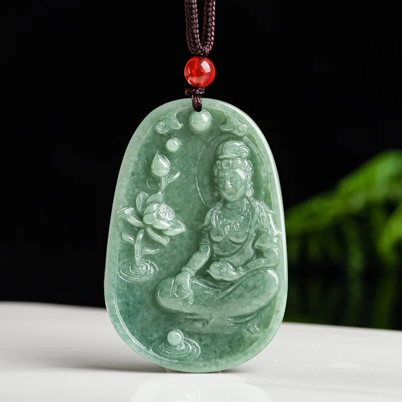 

Burmese Jade Guanyin Pendant Jadeite Natural Luxury Necklaces Amulet Green Stone Emerald Pendants Jewelry Necklace