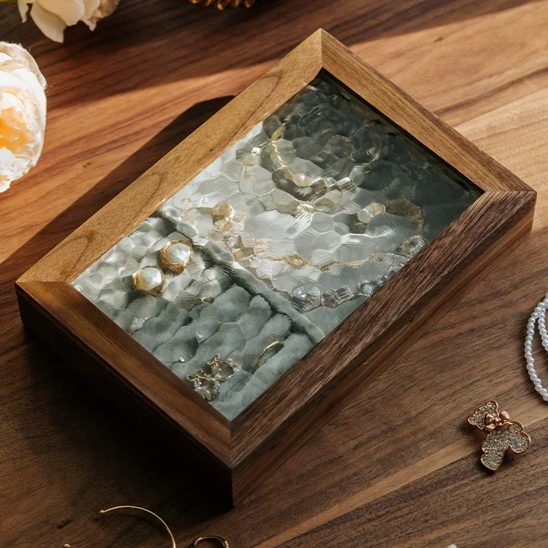 Ретро-шкатулка для хранения ювелирных изделий из массива черного ореха со