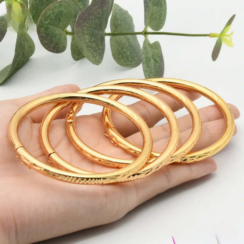 Luxury Middle East Dubai Bride 24K Imitation Gold Bracelet Ethiopia India Women's Wedding Bangle Jewelry Wholesale