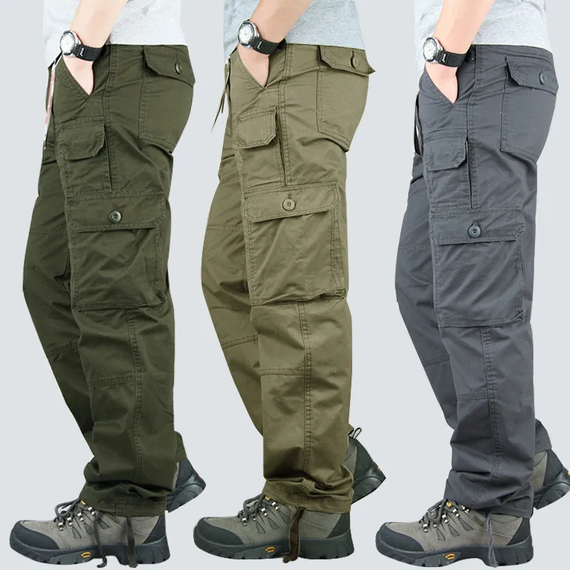 

Men Cargo Pants Outwear Multi Pockets Military Tactical Overalls Work Straight Baggy Cotton Trousers Army Autumn plus 5xl Pants