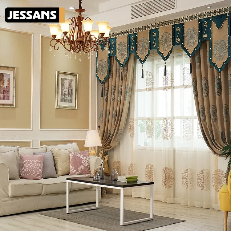 

Chenille Jacquard Curtains Blackout Curtains for Bedroom and Living Room New Style European Luxury Curtains for Window Cortina