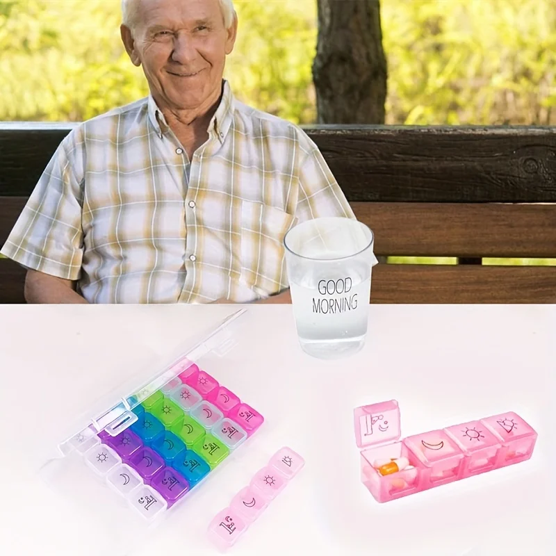 

28 Grids Pill Container Pill Box Holder Weekly Medicine Storage Organizer Container Drug Tablet Dispenser Storage Container Case