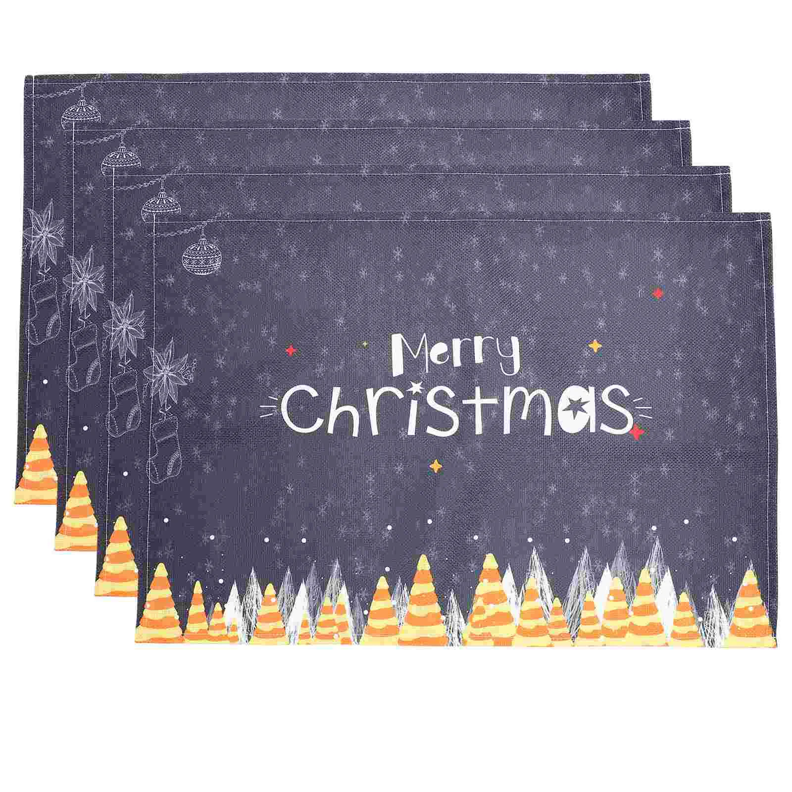 

4 Unique Useful Xmas Beautiful Decor Placemats Dish Pads Table Mats for Party