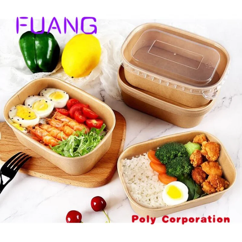 Custom disposable biodegradable catering takeaway food container food kraft paper lunch boxes packaging with your own logo