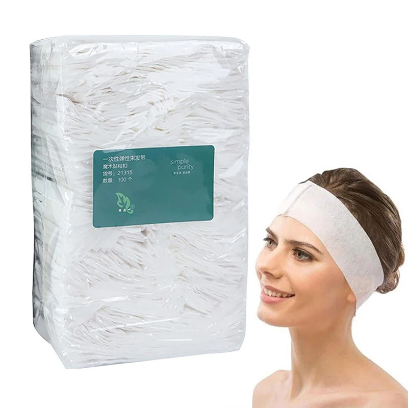 

Non-Woven Skin Management Spa Facial Headband 10PCs/Set Disposable Non-Slip Beauty Salon Makeup Elastic Wrap Hair Band Buckle
