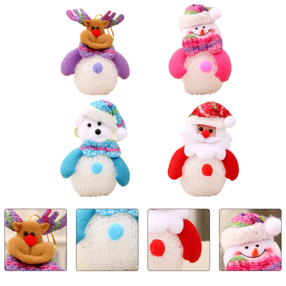 

Christmas Lamp Light Night Snowman Ornaments Claus Santa Lighted Decor Decoration Party Led Lantern Glitter Table