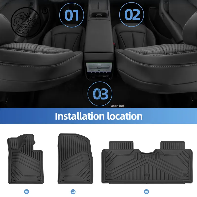 Фото Для Xpeng P7+ 2026 2027: 3D-коврики TPE для леворульных авто, включая коврик в багажник, водонепроницаемые, всепогодные, аксессуары для интерьера автомобиля №2