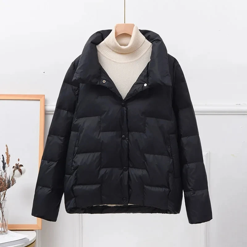 Parkas Women 2022 Autumn Winter New Stand-up Collar Light Loose All-match Down Jacket Female Casual Short White Duck Down Coat