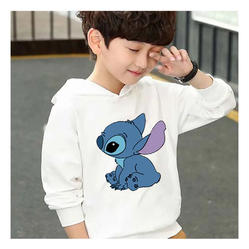 

Disney Stitch Sweatshirts toddler autumn clothes set Long Sleeve Children's clothing Stitch hooded boy girl pullover autumn
