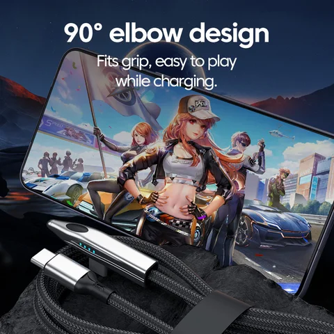 elough 100 Вт 90 °   Угловой кабель USB C для быстрой зарядки, 240 Вт, кабель типа C к кабелю типа C для iPhone 15 16, кабель для передачи данных Samsung