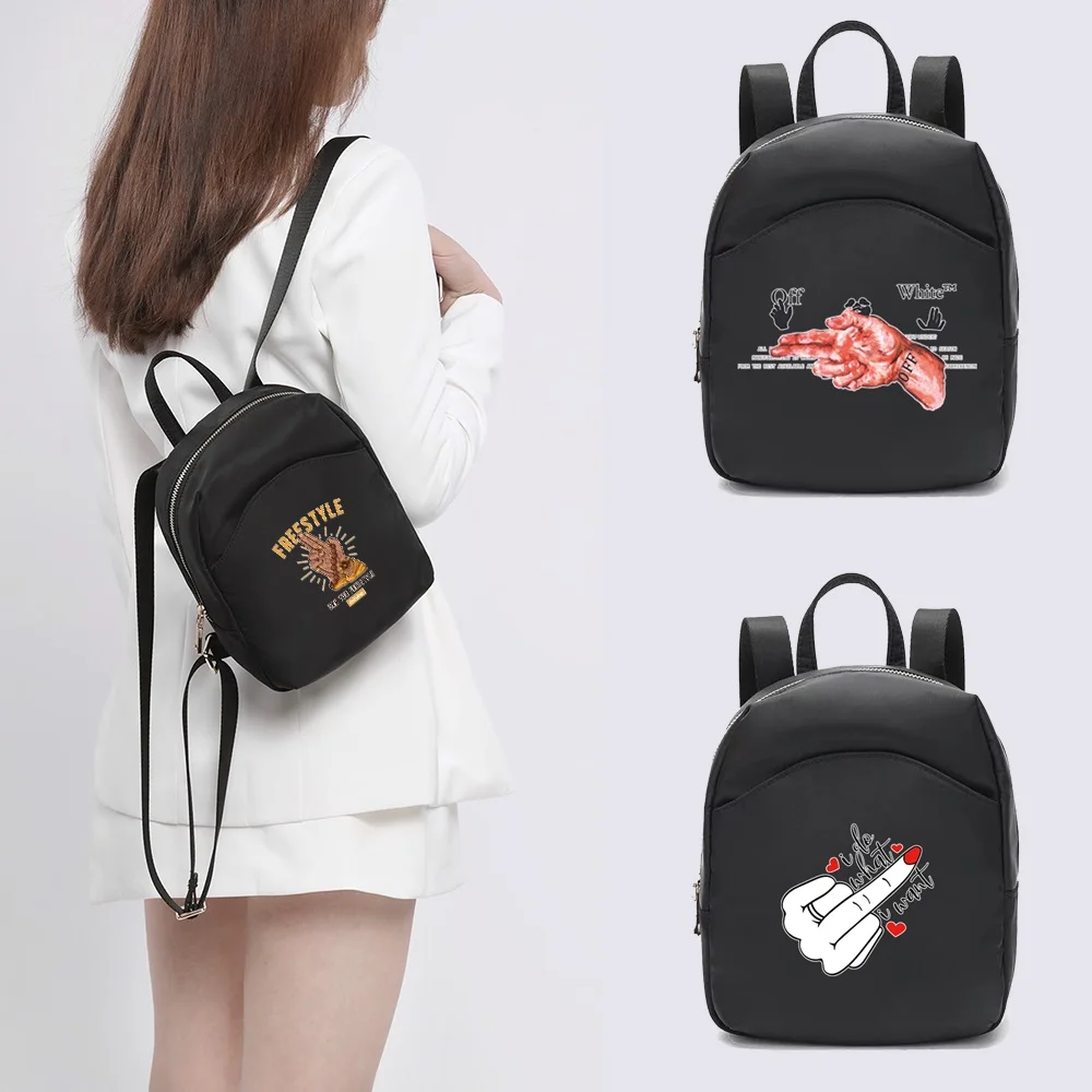 

2022 Fashion Women Mini Backpack Multifunction Small Backpacks Casual Simple Hand Printing Student Bookbags Travleing Rucksack