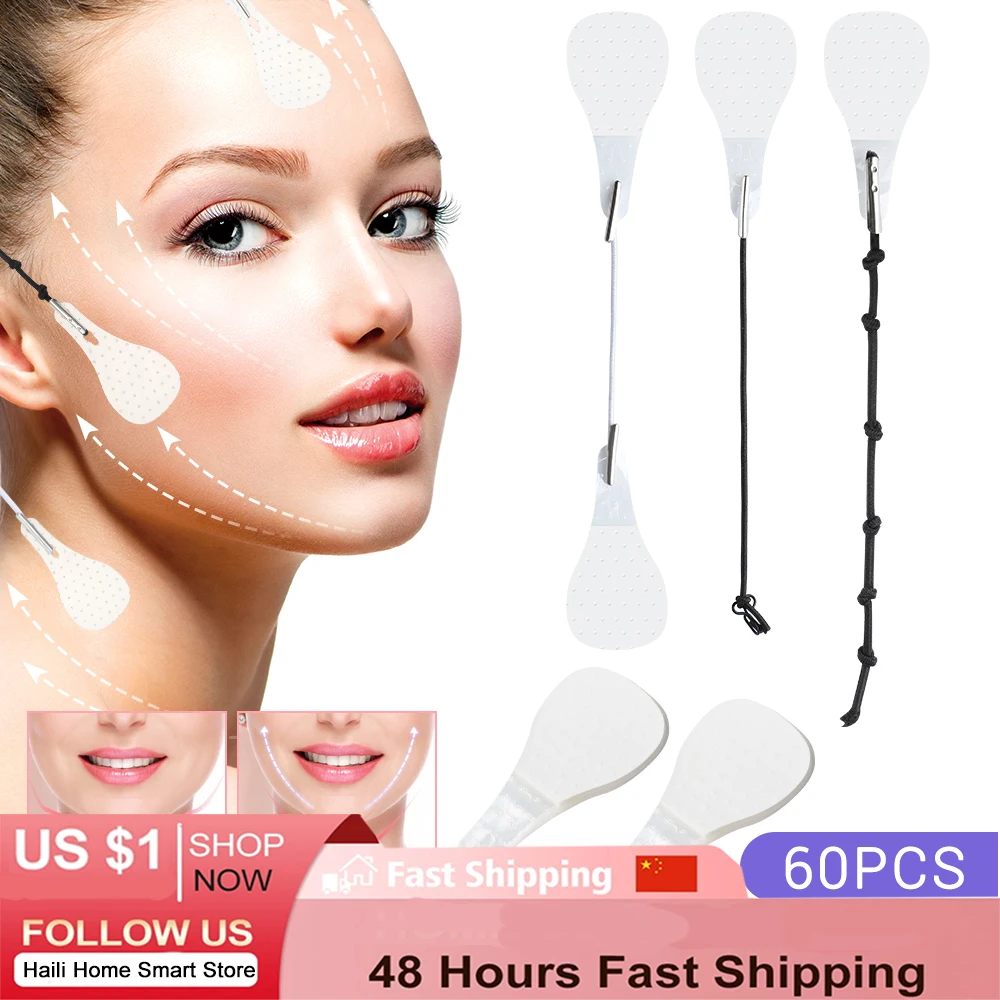 

60Pcs Instant Invisible Face Stickers Neck Eye Double Chin Lift V Shape Refill Tapes Thin Makeup Facelifting Patch Adhesives Ban